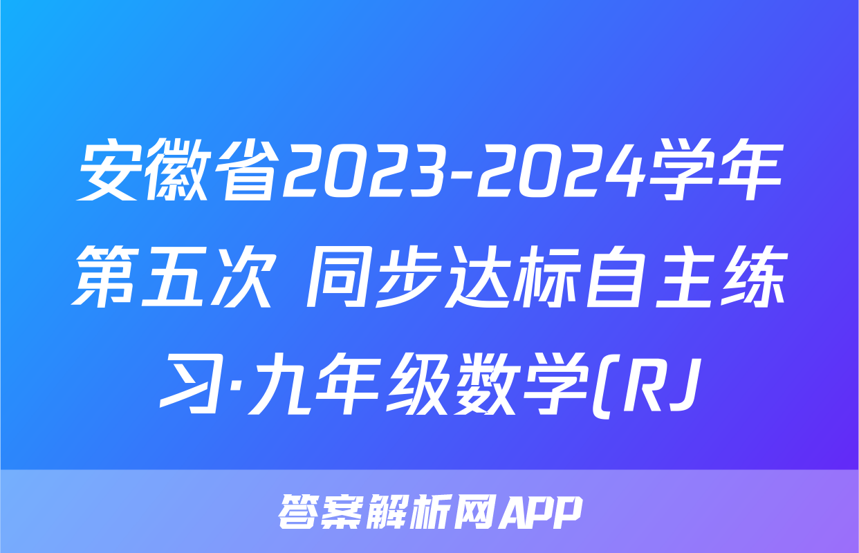 安徽省2023-2024学年第五次 同步达标自主练习·九年级数学(RJ)试题